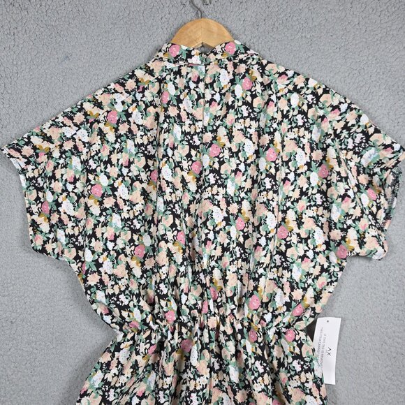 AX Paris Romper/Playsuit Women 4 Black Floral Print Button Up Boho Fairy Grunge - Picture 3 of 12